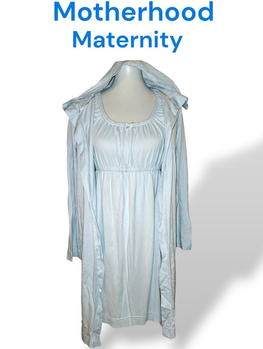 Motherhood Light Blue Maternity Nightgown & Robe With Hood Set Size: S/P